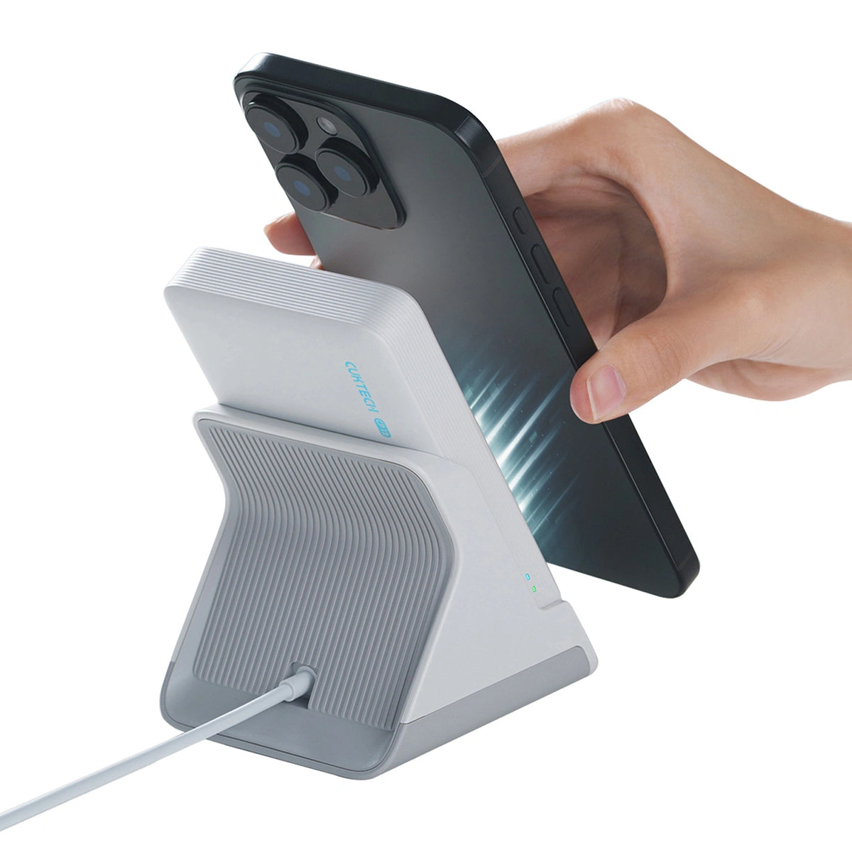 Powerbank Cuktech WPB100N 20 W 10000 mAh magnetyczny z podstawką - biały – zdjęcie 7