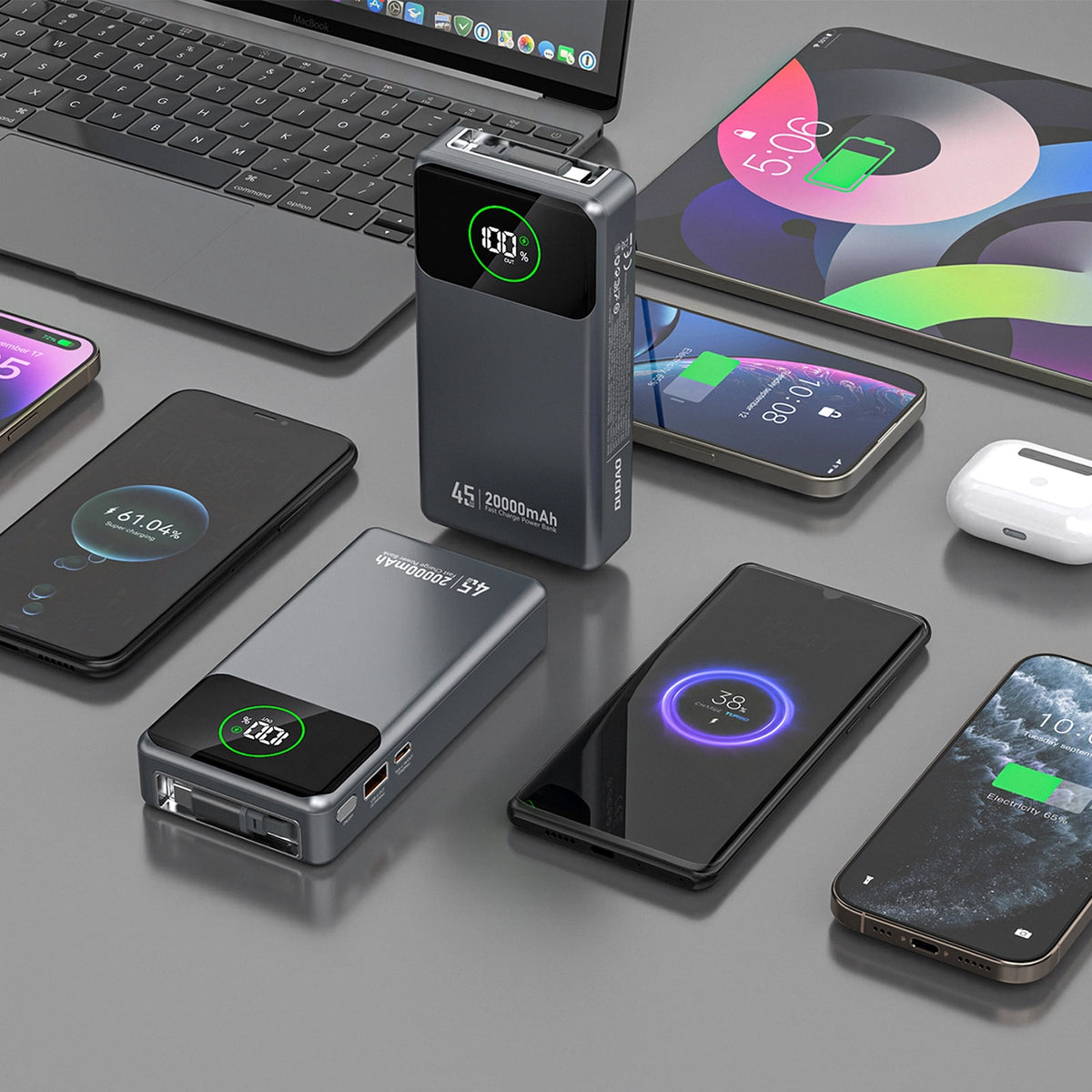 Powerbank Dudao K31 Pro 45W 20000mAh z wbudowanym zwijanym kablem - szary – zdjęcie 8