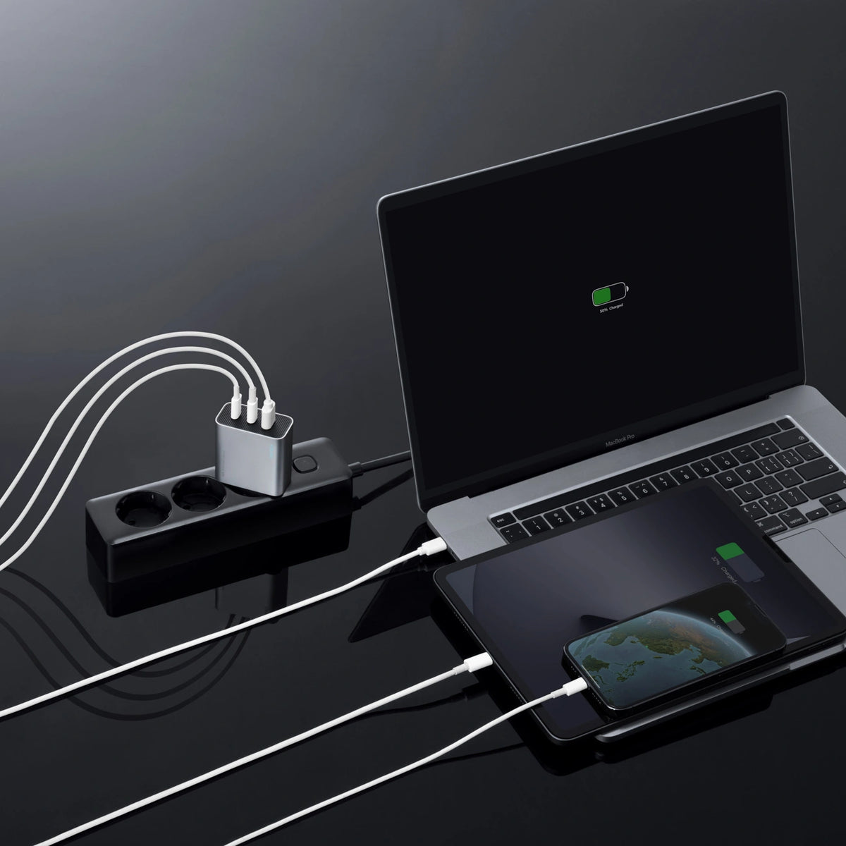 Ładowarka sieciowa Cuktech 65W GaN 2xUSB-C 1xUSB-A - szara – zdjęcie 7