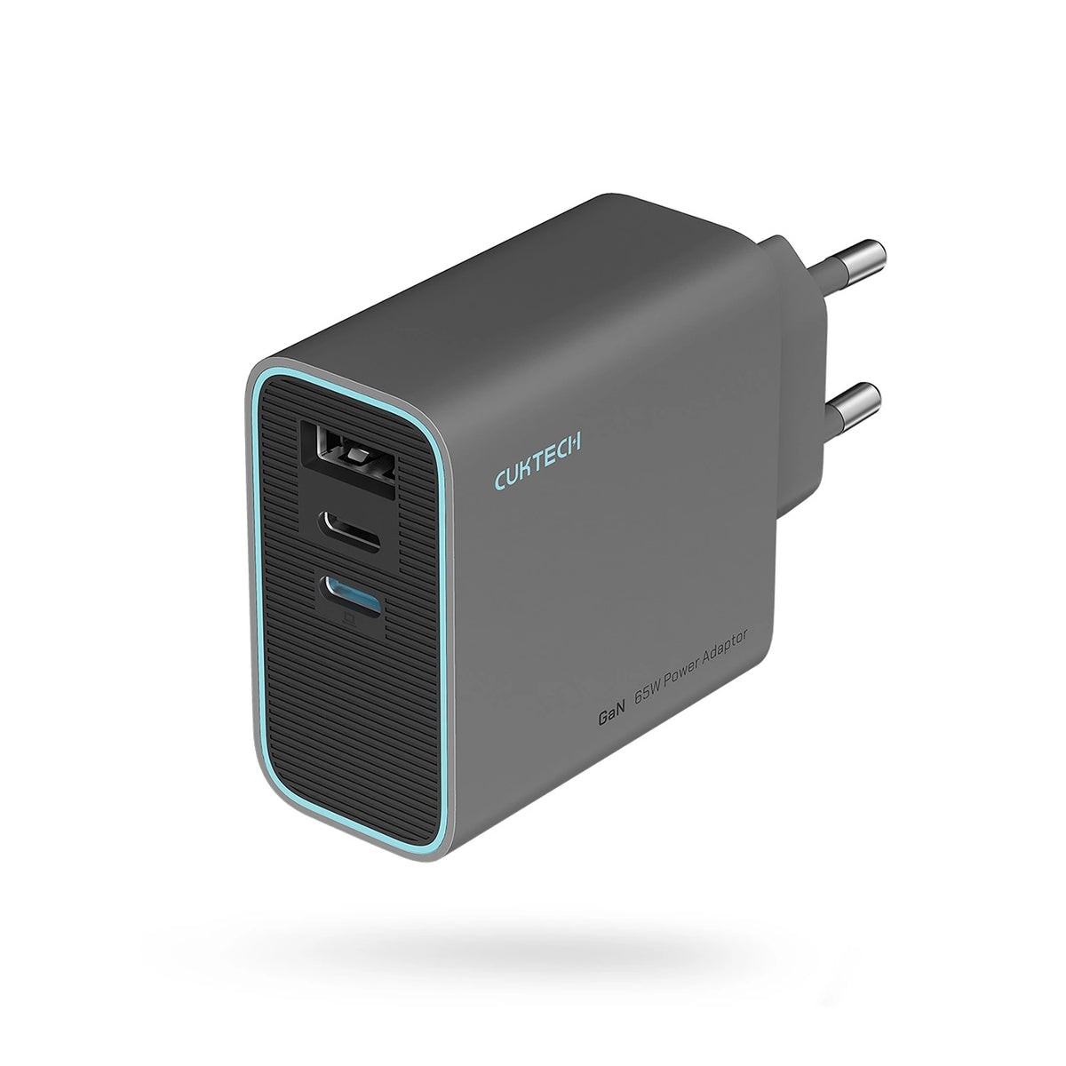 Ładowarka sieciowa Cuktech CUKAD653EUGR 65W GaN 2 x USB-C 1 x USB-A - szara