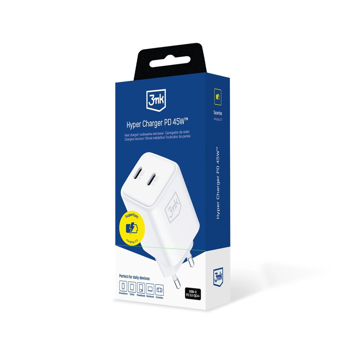Ładowarka sieciowa 3mk Hyper Charger PD 45W QC4+ PPS 2C -Fast - biała – zdjęcie 8