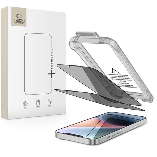 Szkło prywatyzujące Tech-Protect na iPhone 13 / 13 Pro / 14 / 16e / 17e