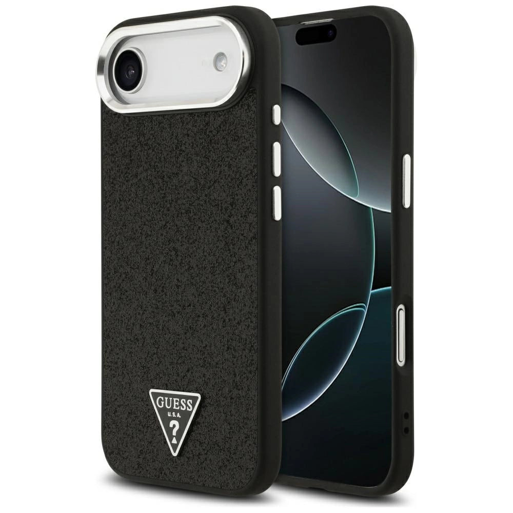 Etui Guess Glitter Triangle Logo MagSafe do iPhone 17 Air - czarne