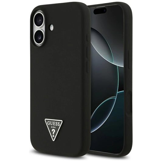 Etui Guess Silicone Triangle Logo MagSafe do iPhone 17 - czarne