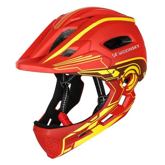 Kask rowerowy fullface dziecięcy Wozinsky z tylną lampką USB 52-56 cm