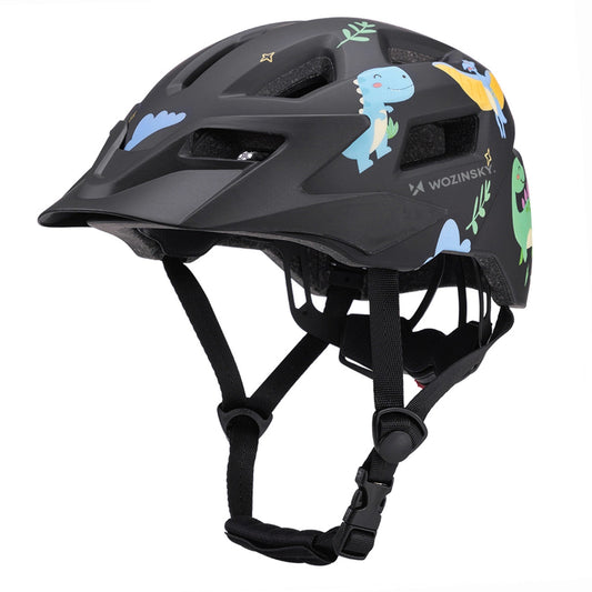 Kask rowerowy dziecięcy MTB Wozinsky z odpinanym daszkiem 48-52 cm - czarny