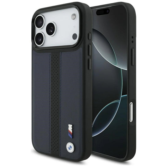 Etui BMW M Perforated Stripe Logo MagSafe na iPhone 17 Pro Max - granatowe