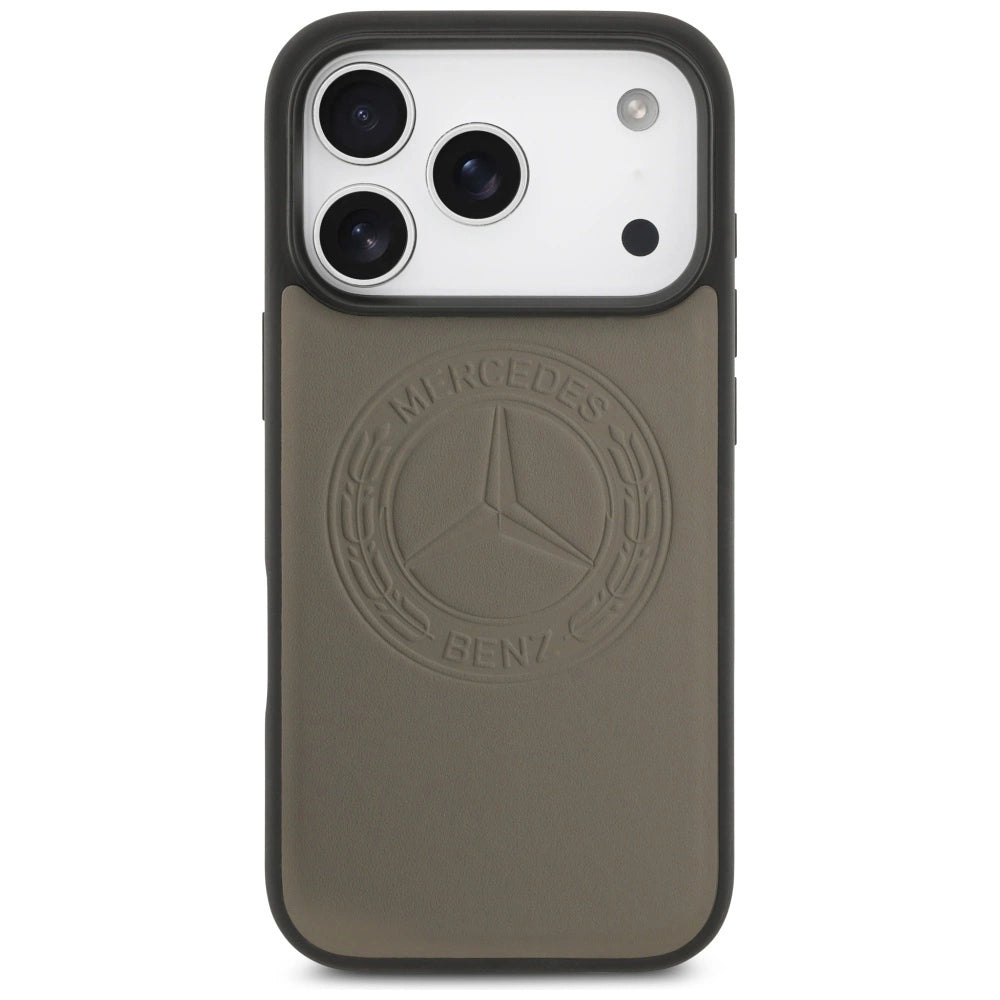 Etui Mercedes Leather Vintage Logo MagSafe na iPhone 17 Pro - beżowe – zdjęcie 3
