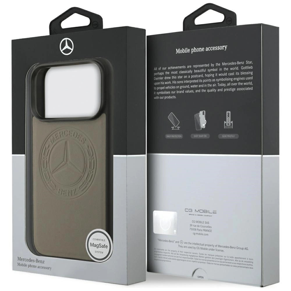 Etui Mercedes Leather Vintage Logo MagSafe na iPhone 17 Pro - beżowe – zdjęcie 8