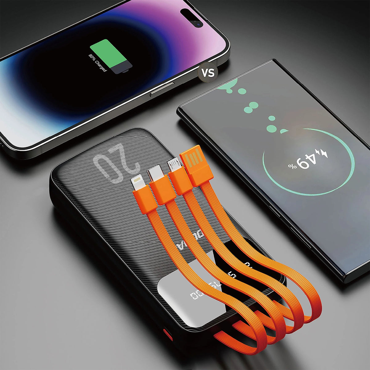 Dudao pojemny powerbank z 4 wbudowanymi kablami - czarny (Dudao K6Pro+) – zdjęcie 5