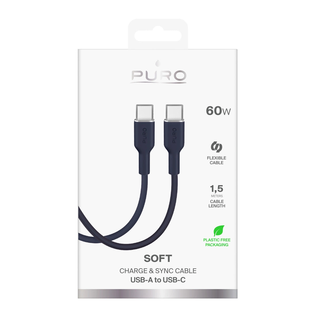 Kabel Puro Icon 60W USB-C - USB-C 1,5m - granatowy – zdjęcie 3