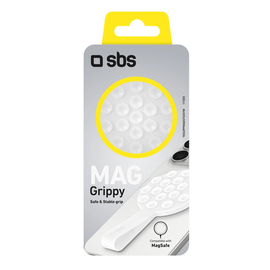 Uchwyt SBS MAG Grippy kompatybilny z MagSafe z przyssawką i uszkiem - biały