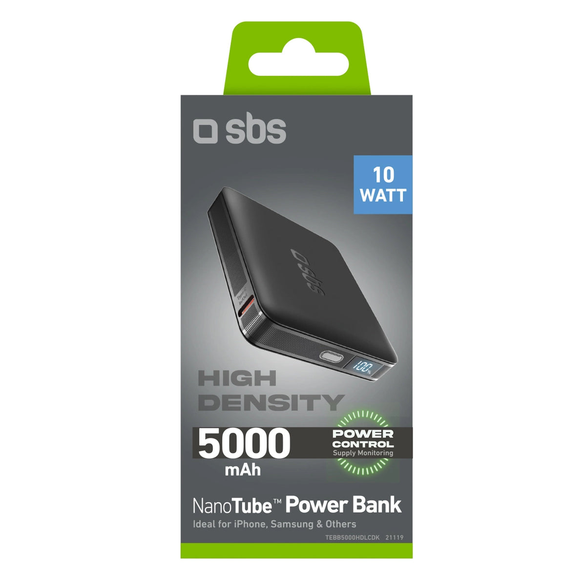 Powerbank SBS HD 10W 5000mAh USB-C z wyświetlaczem LCD - czarny – zdjęcie 2