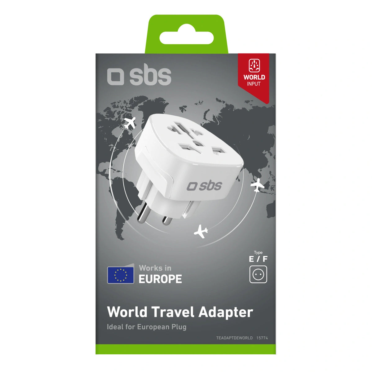 Adapter podróżny SBS Shucko/EU - uniwersalny - biały – zdjęcie 2