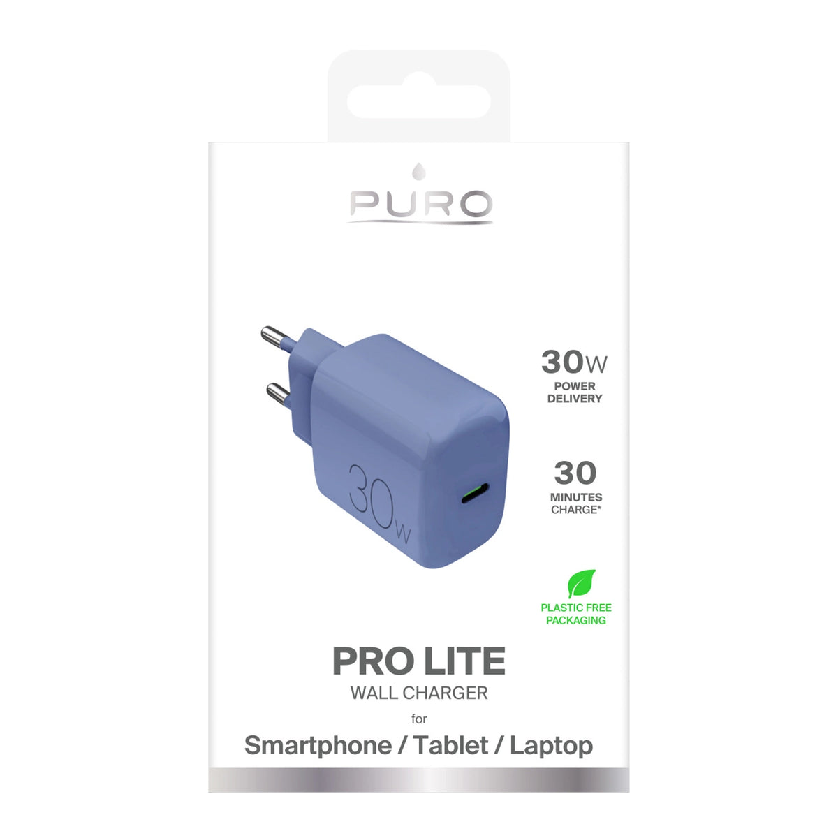 Ładowarka sieciowa Puro Pro Lite 30W USB-C - niebieska – zdjęcie 2