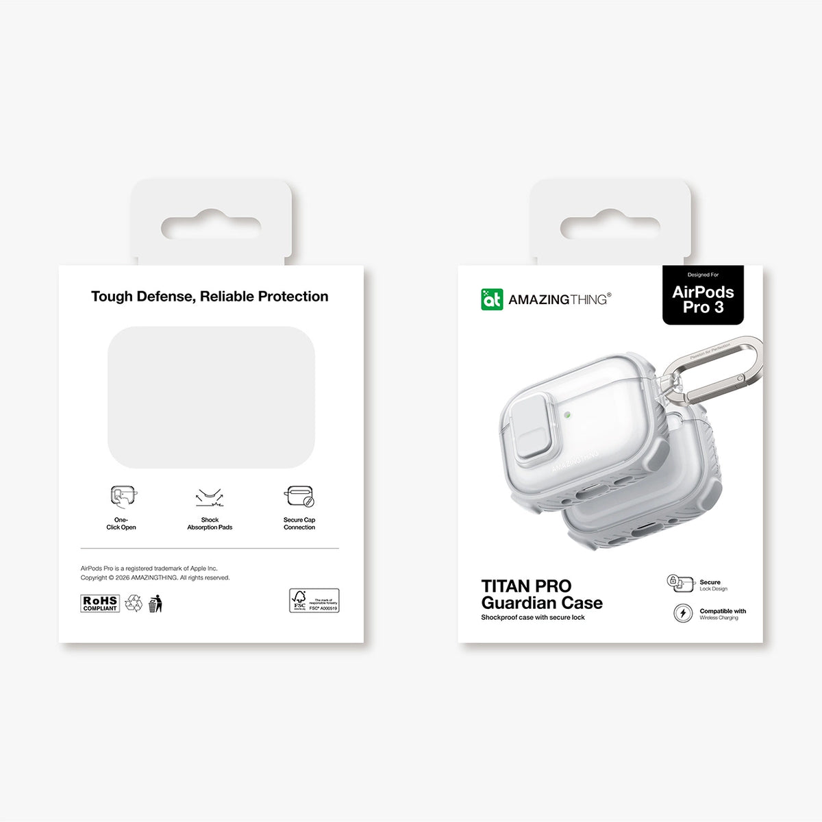 Etui AMAZINGTHING Titan Pro Mag Case Clear do AirPods Pro 3 - białe – zdjęcie 16
