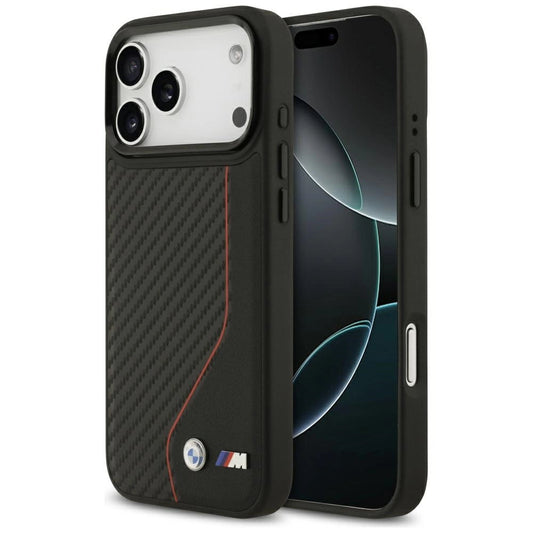 Etui BMW M Carbon Line & Logo MagSafe na iPhone 17 Pro Max - czerwone