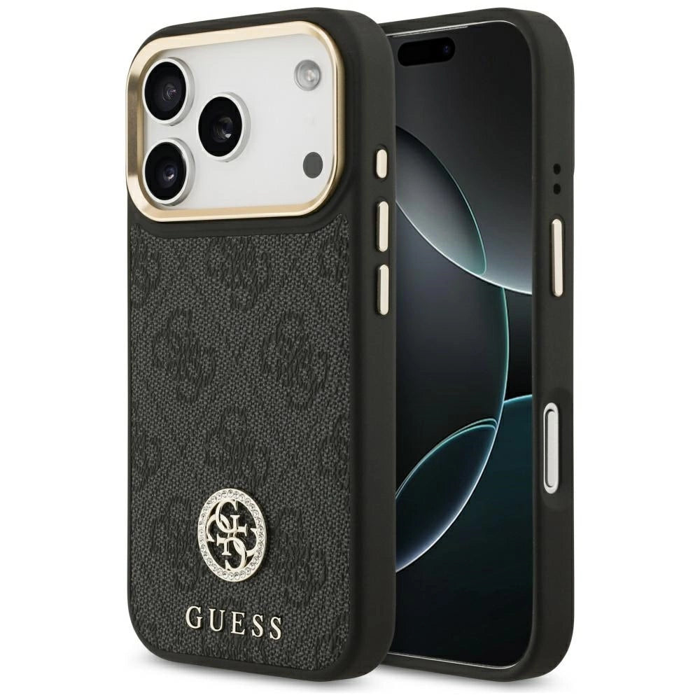 Etui Guess 4G Strass Logo MagSafe na iPhone 17 Pro - czarne