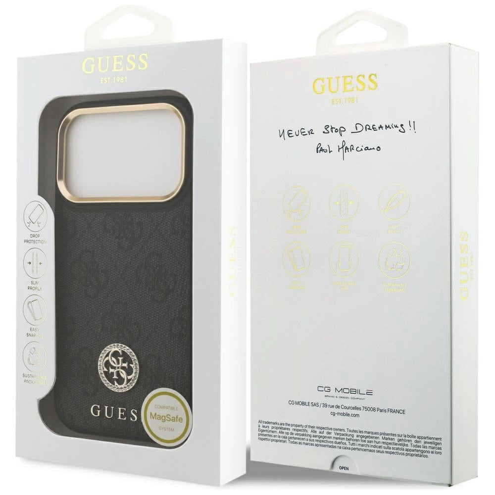 Etui Guess 4G Strass Logo MagSafe na iPhone 17 Pro - czarne – zdjęcie 8