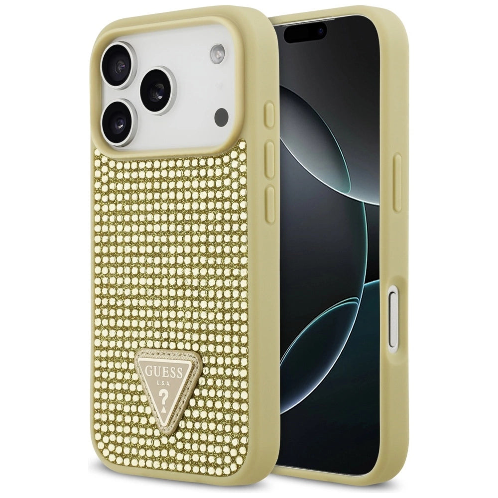 Etui Guess Rhinestone Triangle Logo na iPhone 17 Pro - złote
