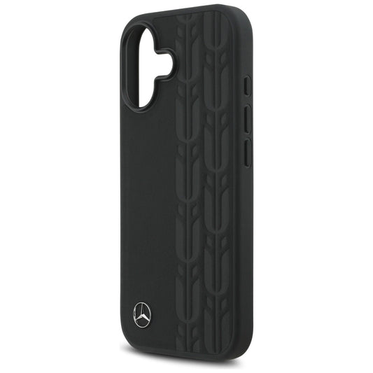 Etui Mercedes Leather Laurel Leaves MagSafe na iPhone 17 - czarne