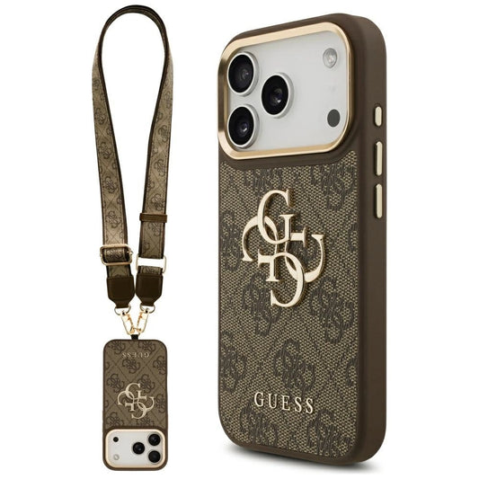Etui Guess 4G Big 4G Classic Logo Big Strap na iPhone 17 Pro - brązowe