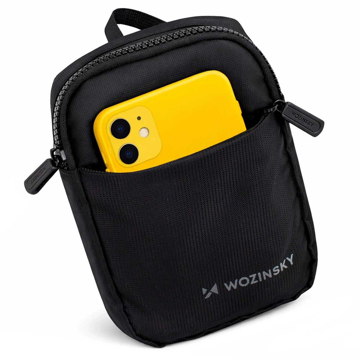 Mini saszetka na ramię Wozinsky WMS-W1 na telefon unisex - czarna – zdjęcie 5