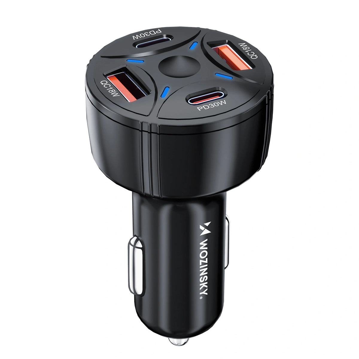 Ładowarka samochodowa Wozinsky WLS-04 60W 2xUSB-C 2xUSB-A - czarna – zdjęcie 2