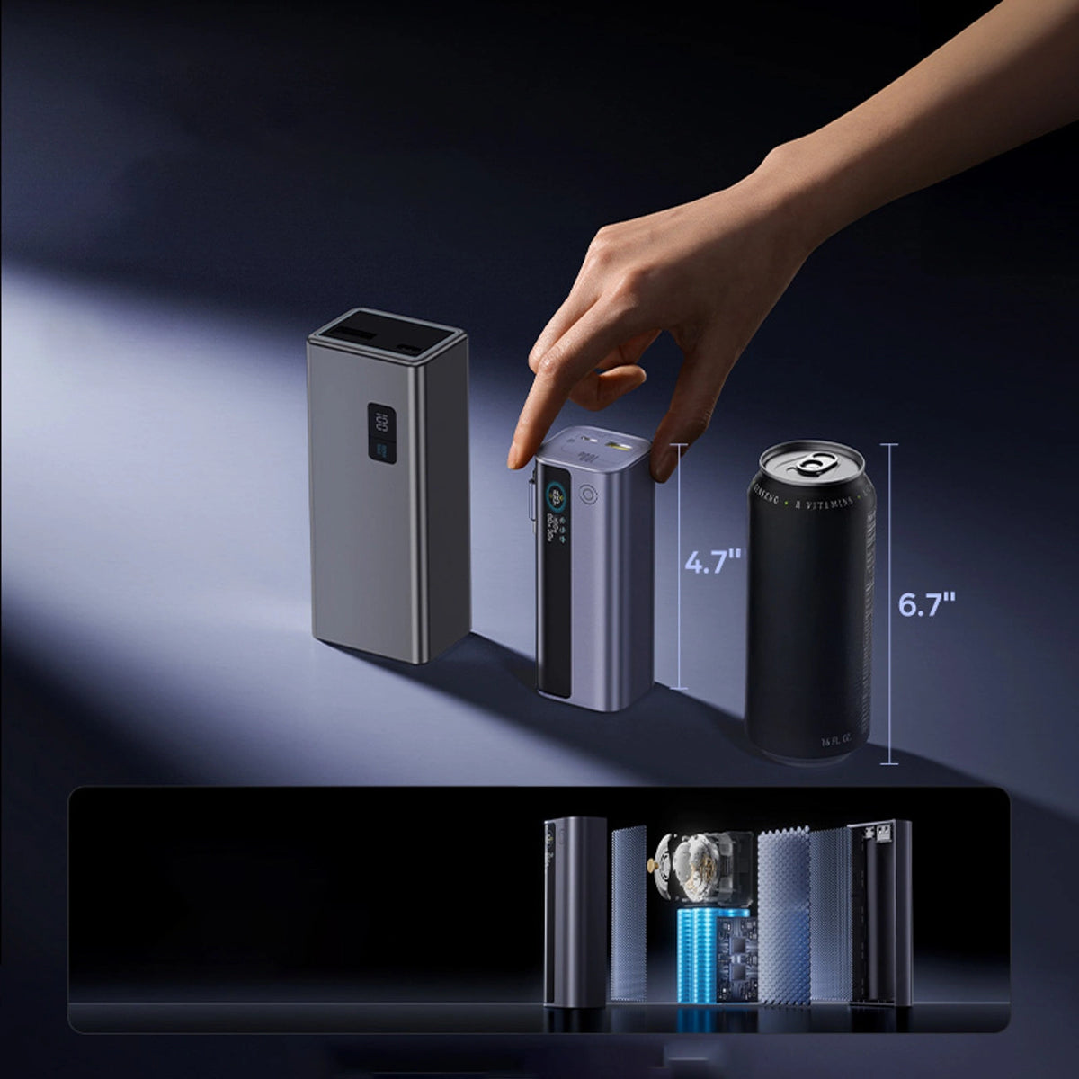 Powerbank Baseus EnerGeek GR11 10000mAh 100W ze zwijanym kablem - szary – zdjęcie 9