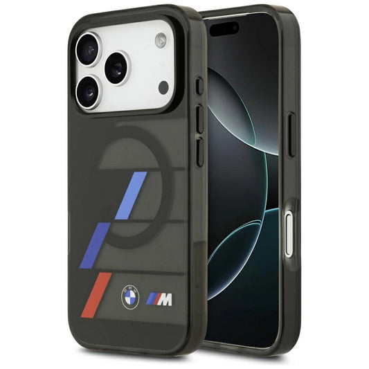 Etui BMW M IML Metal Buttons Tricolor Lines na iPhone 17 Pro - czarne