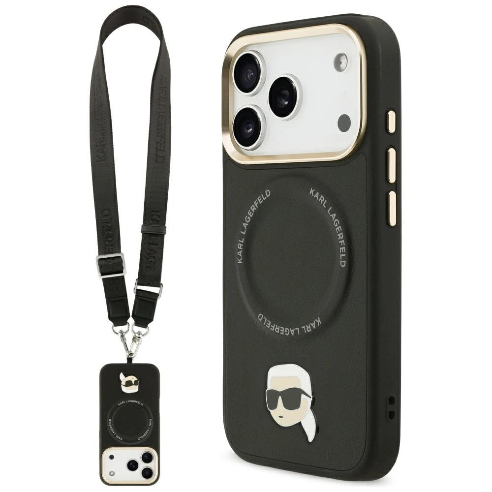 Etui Karl Lagerfeld Big Strap Karl Metal Logo na iPhone 17 Pro - czarne