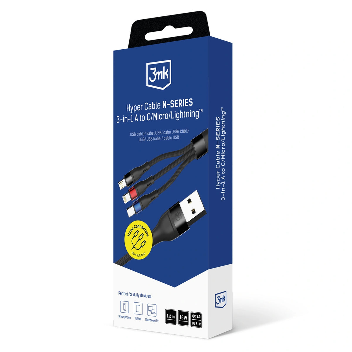 Kabel 3mk Hyper Cable N-SERIES 3 in 1 USB-A / Lightning / Micro - czarny – zdjęcie 8