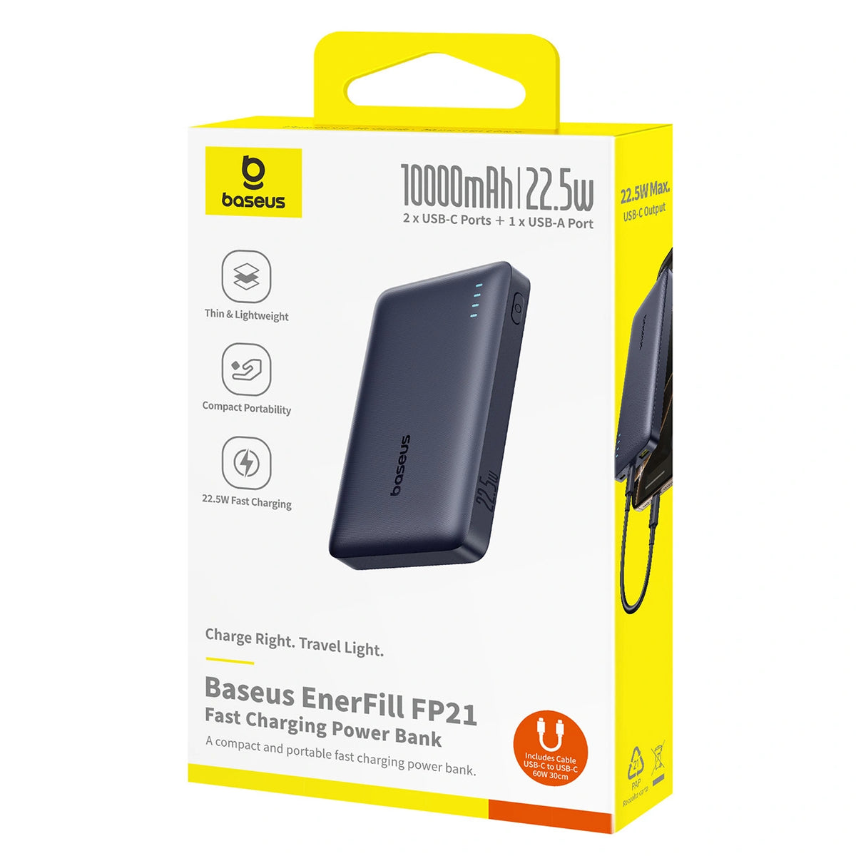 Powerbank Baseus EnerFill FP21 10000mAh 22.5W USB-A - USB-C - czarny