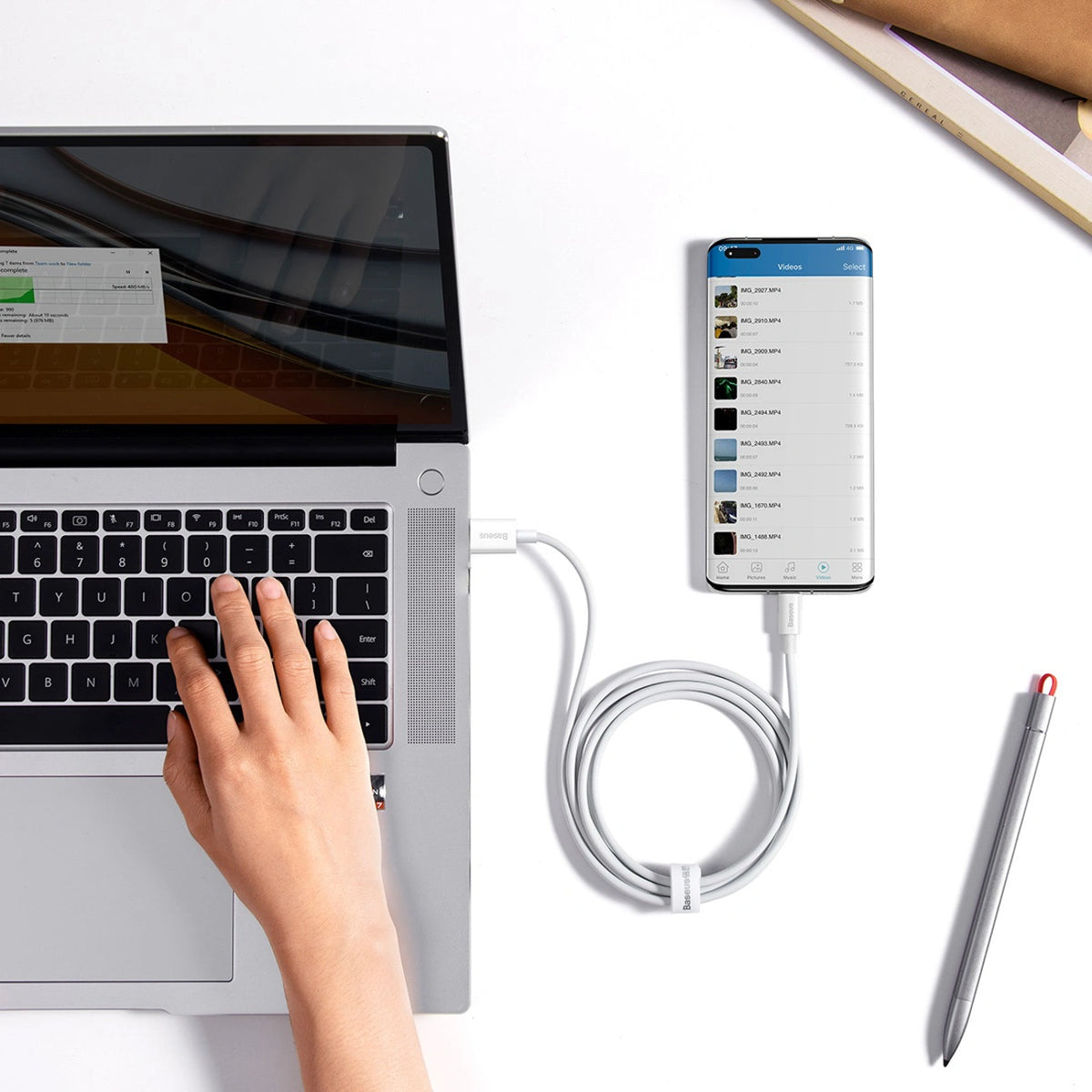 Kabel Baseus Superior Series USB-A - USB-C 100W 1,5m - biały