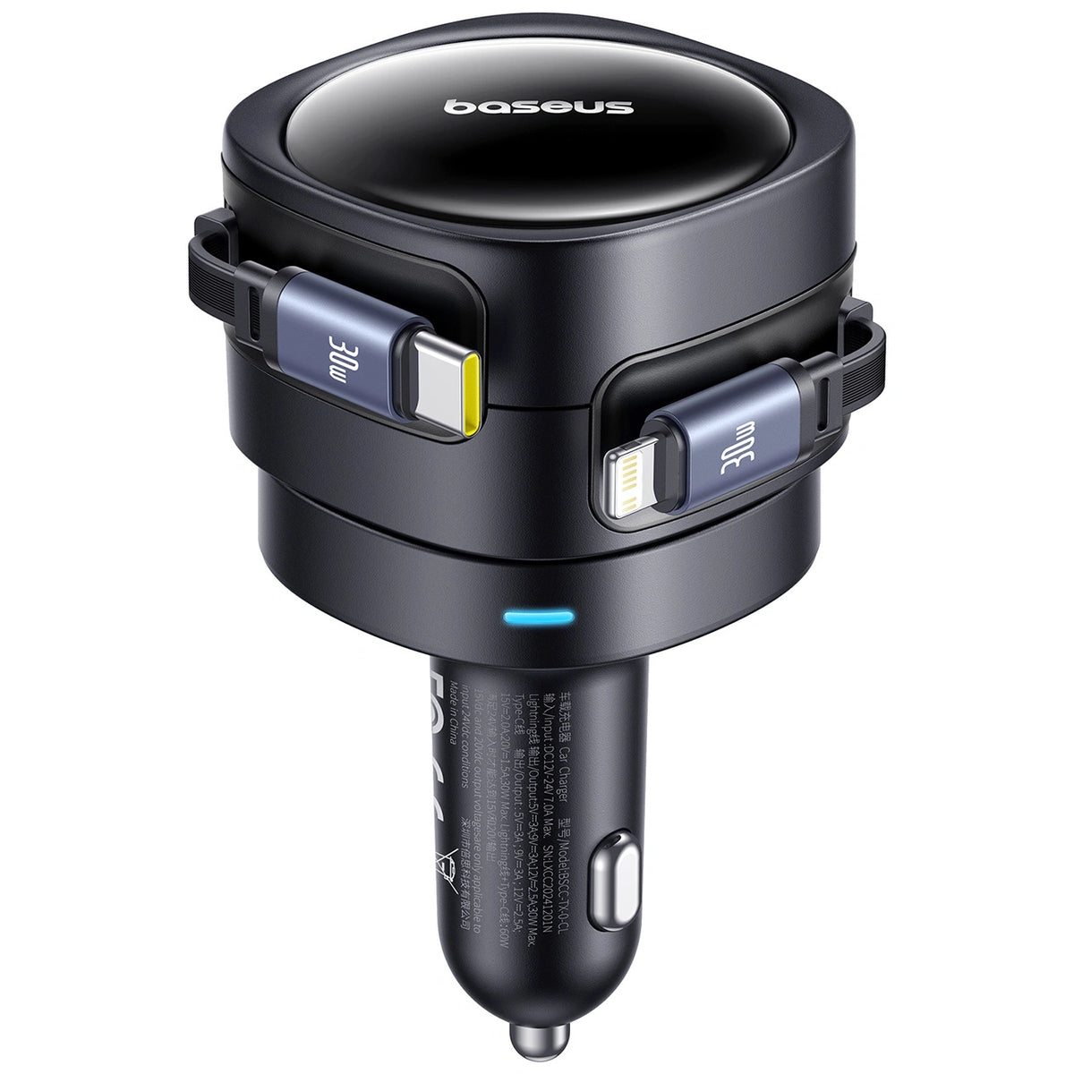 Ładowarka samochodowa Baseus Enjoyment Max 60W ze zwijanymi - czarna – zdjęcie 2