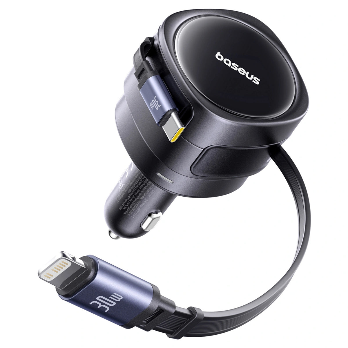 Ładowarka samochodowa Baseus Enjoyment Max 60W ze zwijanymi - czarna – zdjęcie 3