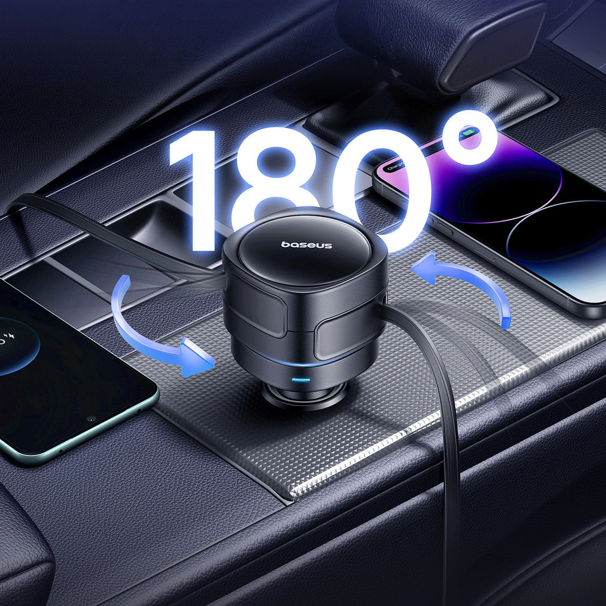 Ładowarka samochodowa Baseus Enjoyment Max 60W ze zwijanymi - czarna – zdjęcie 7