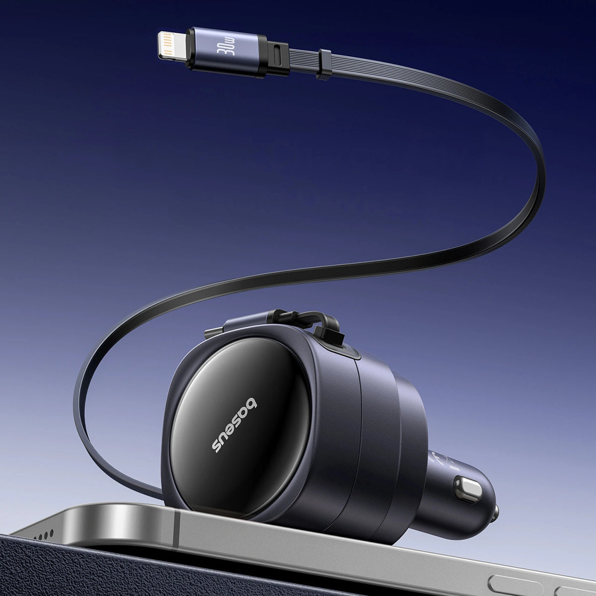 Ładowarka samochodowa Baseus Enjoyment Max 60W ze zwijanymi - czarna – zdjęcie 9
