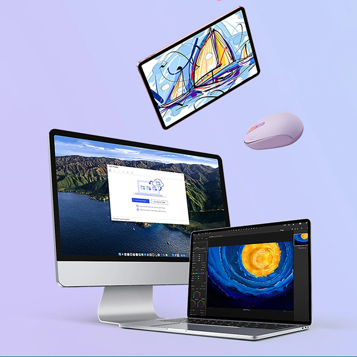 Myszka bezprzewodowa Baseus F01B 2.4GHz + Bluetooth 3.0 + 5.0 - fioletowa – zdjęcie 14