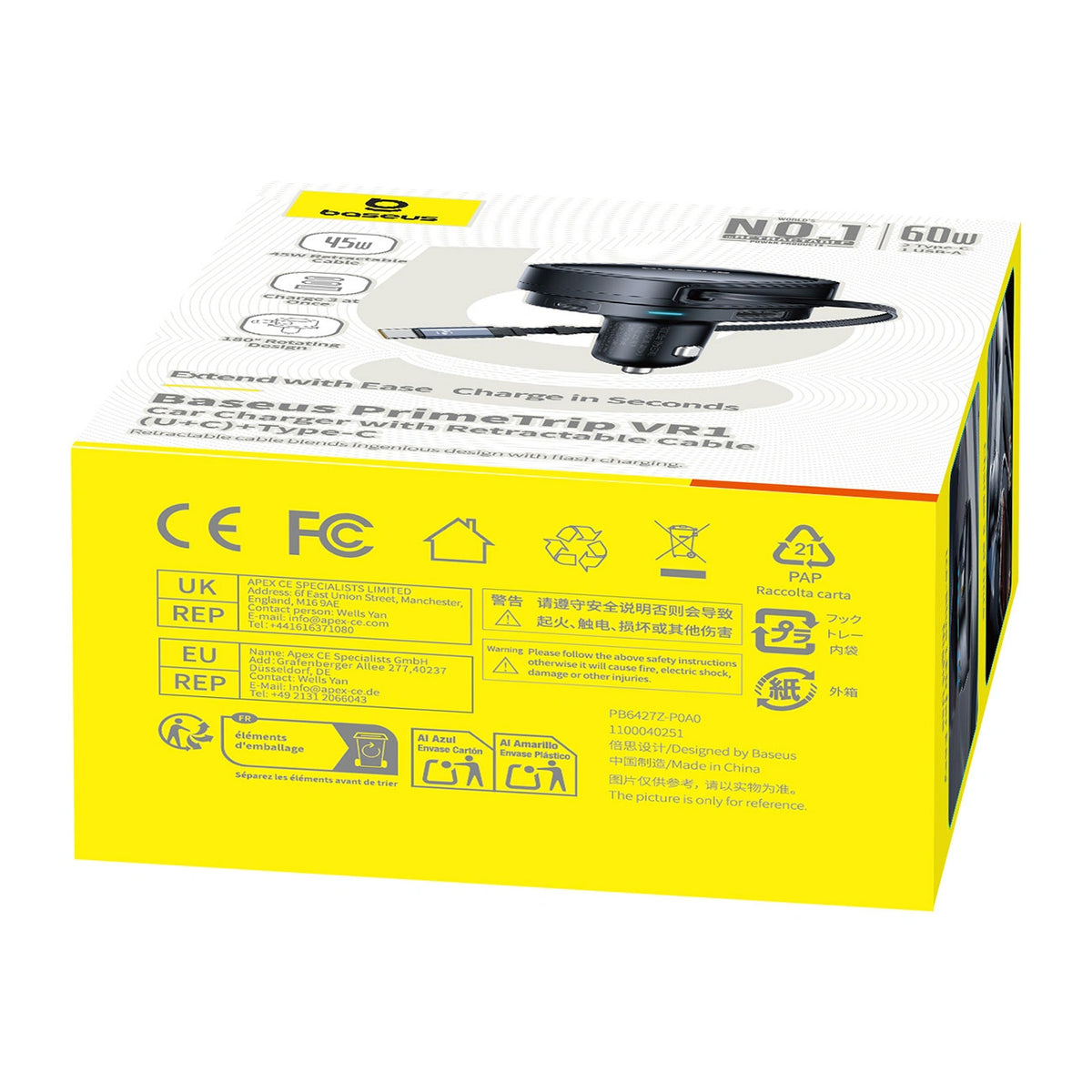 Ładowarka samochodowa Baseus PrimeTrip VR1 60W USB-A USB-C ze - czarna – zdjęcie 6