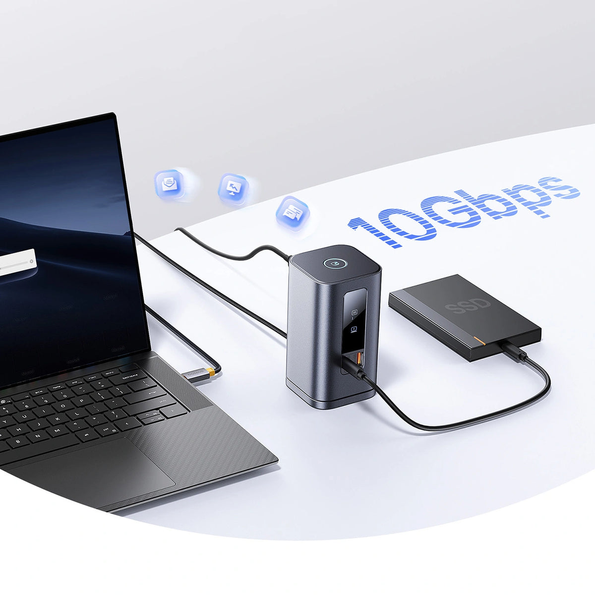 Stacja dokująca Baseus Spacemate RD1 hub 11w1 USB-C - 2xHDMI - szara – zdjęcie 11
