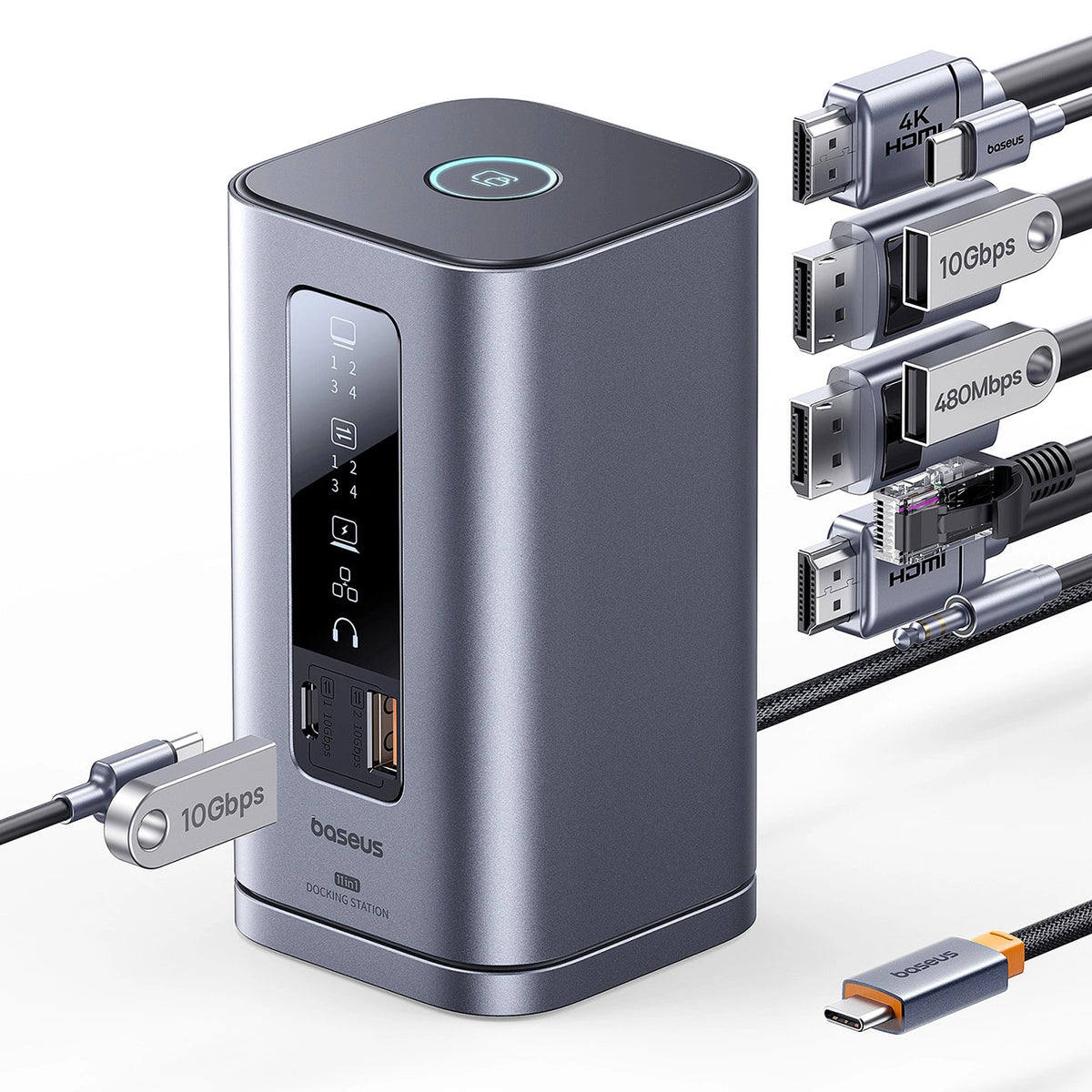Stacja dokująca Baseus Spacemate RD1 hub 11w1 USB-C - 2xHDMI - szara – zdjęcie 3