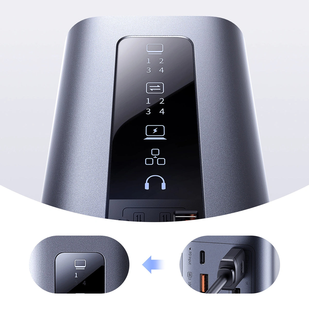 Stacja dokująca Baseus Spacemate RD1 hub 11w1 USB-C - 2xHDMI - szara – zdjęcie 9