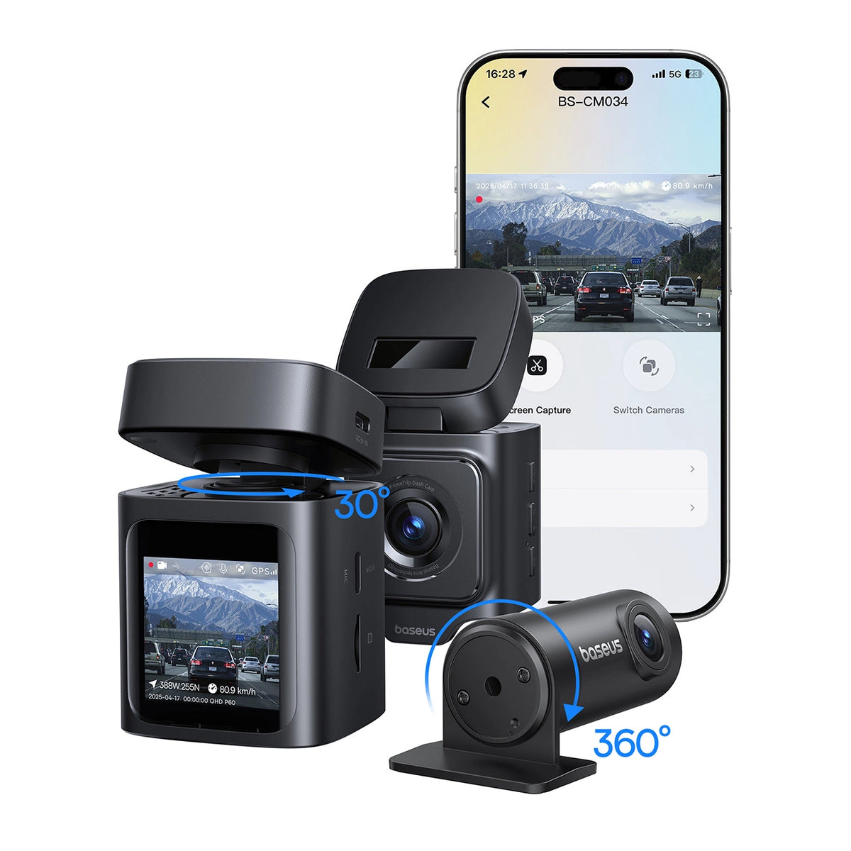 Kamera samochodowa Baseus PrimeTrip VD1 wideorejestrator 2K+1080p - czarna – zdjęcie 6