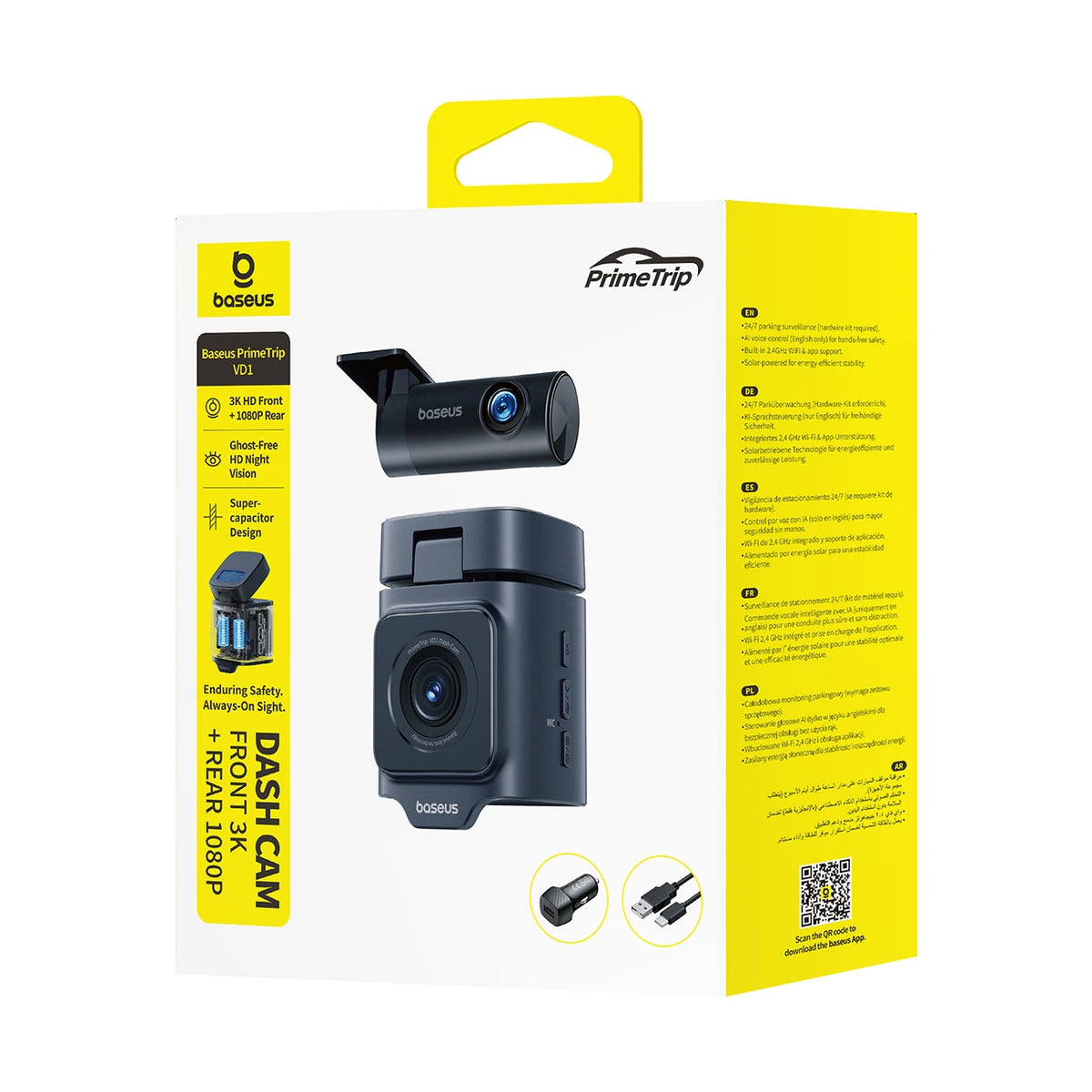 Kamera samochodowa Baseus PrimeTrip VD1 wideorejestrator 2K+1080p - czarna – zdjęcie 8
