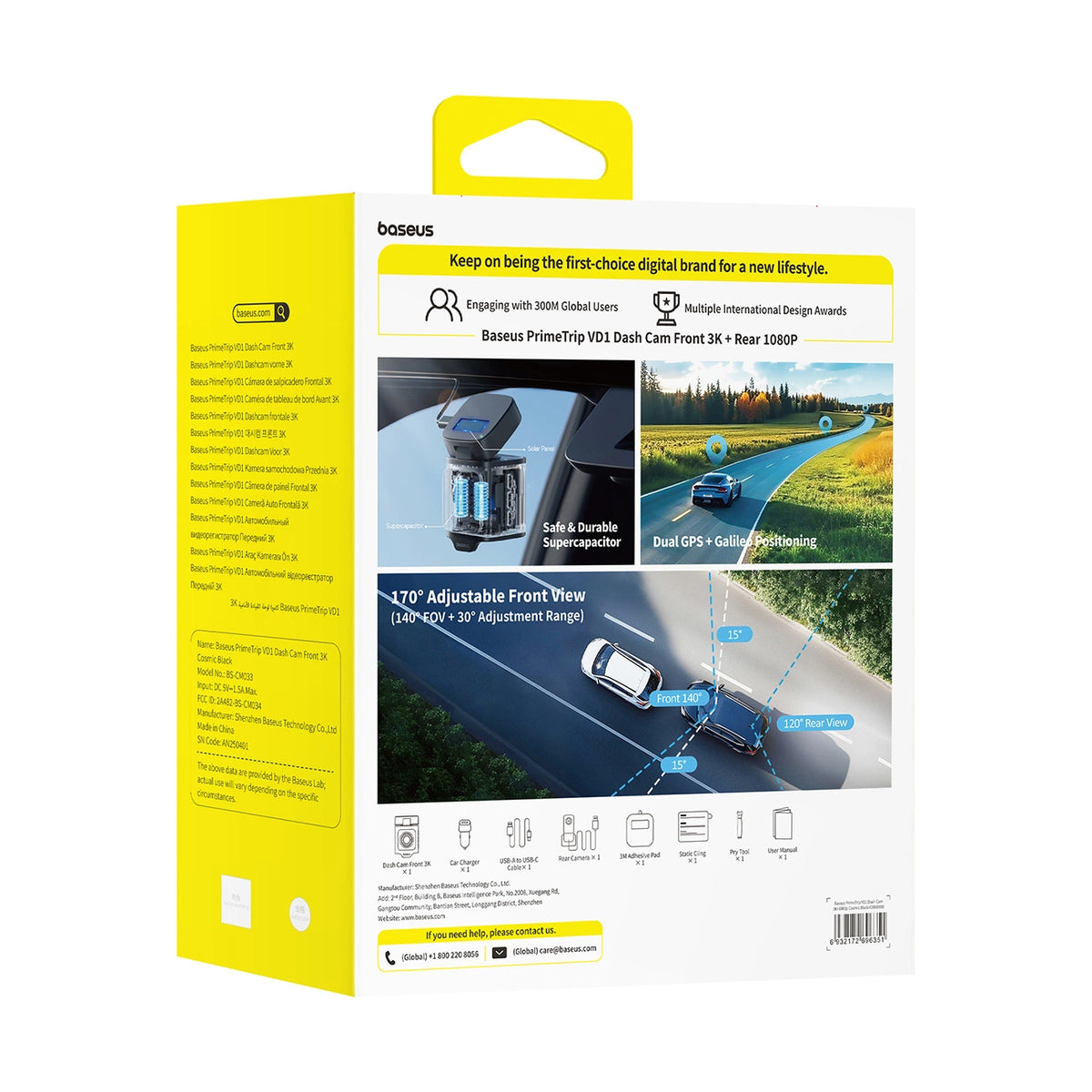 Kamera samochodowa Baseus PrimeTrip VD1 wideorejestrator 2K+1080p - czarna – zdjęcie 9