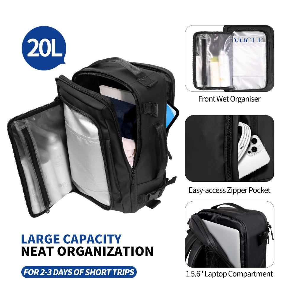 Plecak Tech-Protect Defender S50 do Ryanair & Wizzar, na laptopa 20L - czarny – zdjęcie 5
