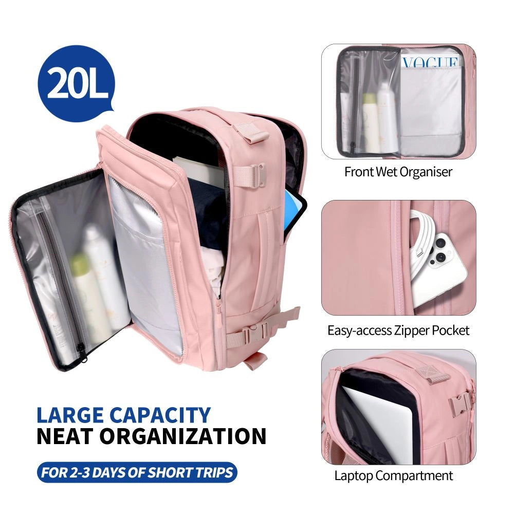 Plecak Tech-Protect Defender S50 do Ryanair & na laptopa 20L - różowy – zdjęcie 5
