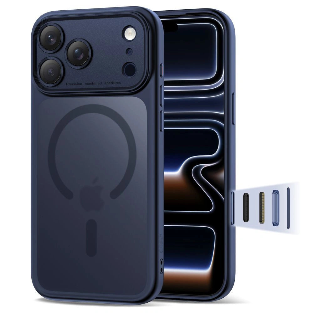 Etui Tech-Protect Magpeak Magsafe CC na iPhone 17 Pro Max - granatowy mat