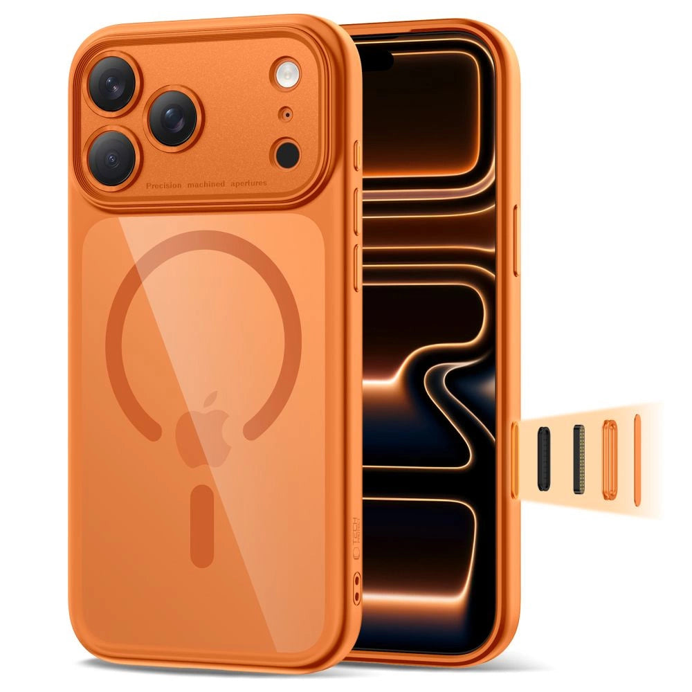 Etui Tech-Protect Magpeak na iPhone 17 Pro - przezroczysto-pomarańczowe
